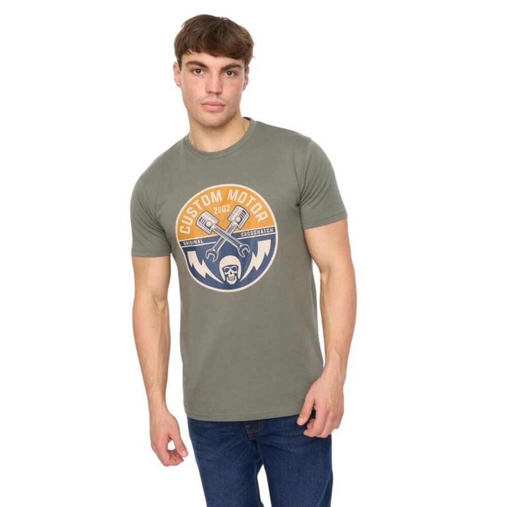 Crosshatch Mens Moules T-Shirt / Olive